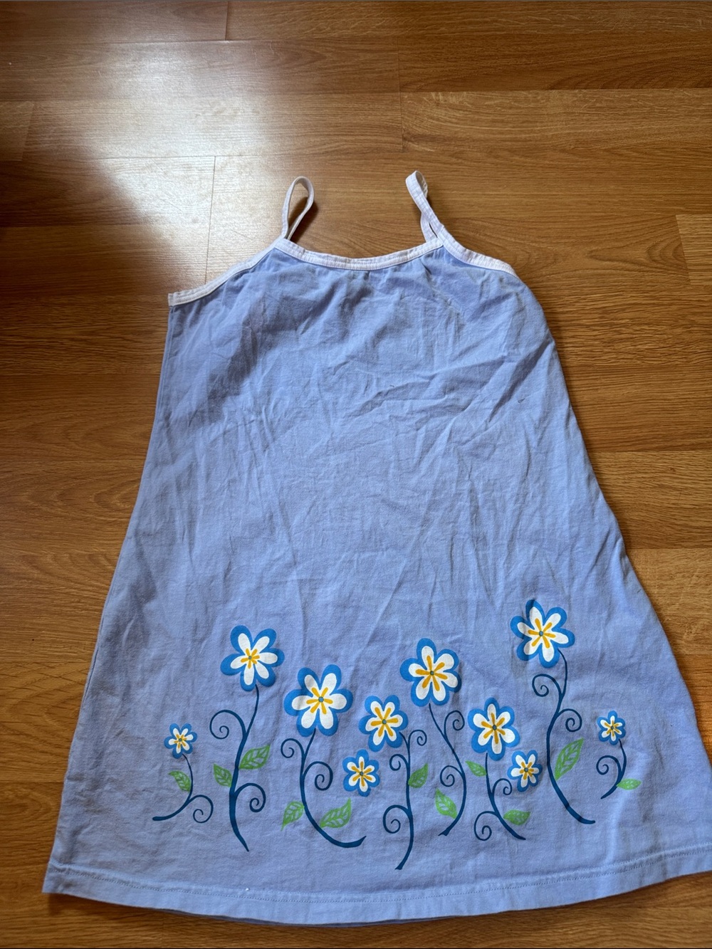 Vintage Blue Floral Cami Summer Dress Youth Large Hawaii Y2K nostalgia